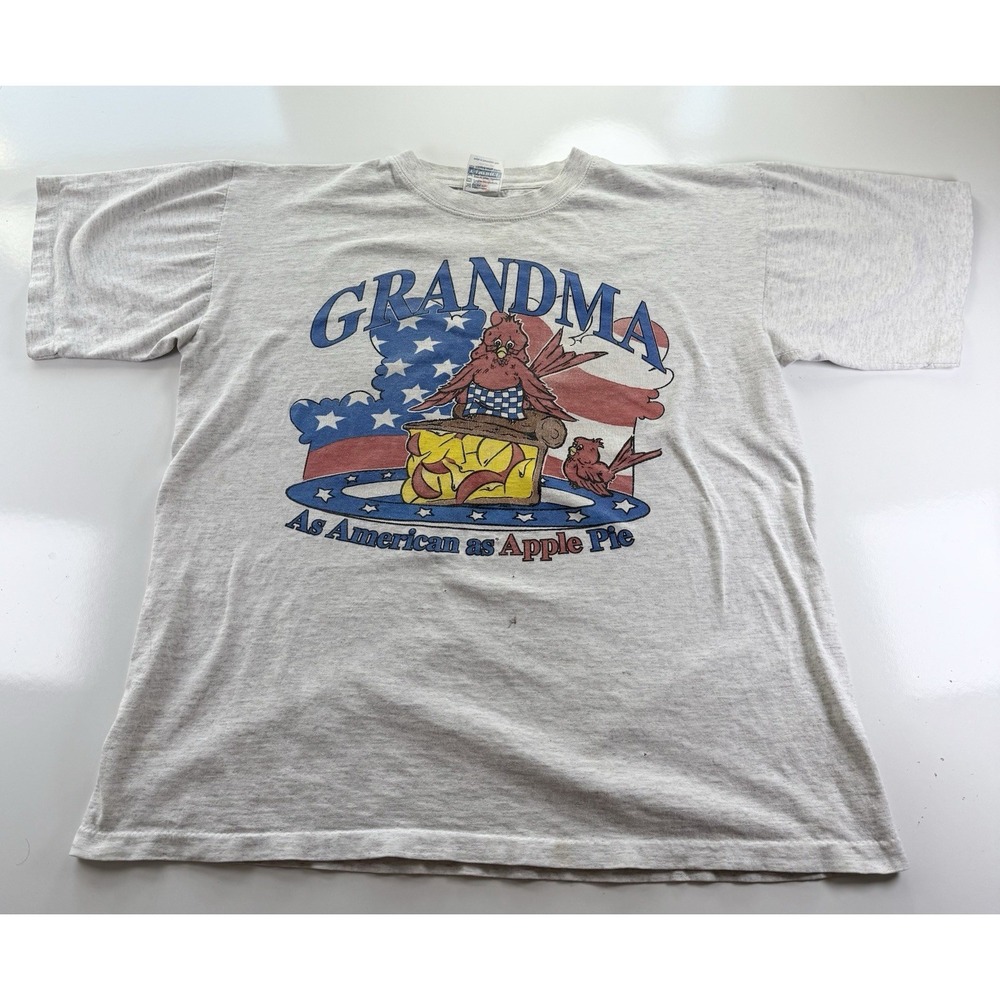 VTG 90s‎ T America Grandma Apple Pie USA tee XL patriotic birds funny graphic